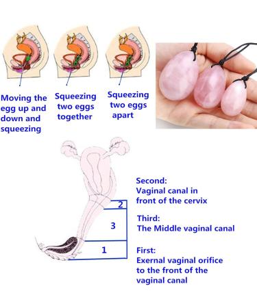 JSDDE YONI EIER MASSAGESTAB Set | 4 Drilled Rose Quartz Egg Massage Stones | Silk Cord & Instructions | PC Muscle Exercise & Crystal Healing - Buy Online on GoSupps.com