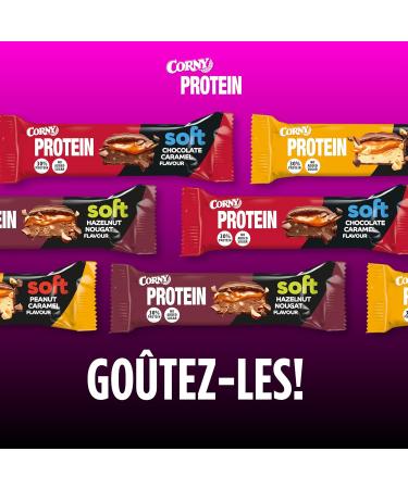 Corny Protein Soft- Milk Chocolate Protein Bars Hazelnuts and Nougat Taste 30% Protein 0% Added Sugars Pack of 12x45g Ta - Buy Online on GoSupps.com