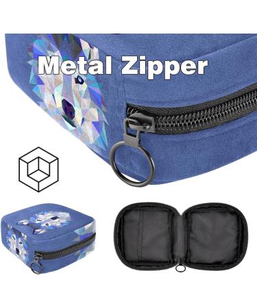Stylish Wolf Hipster Storage Bags for Women's Bandages | Portable Menstrual Pad & Tampon Holder | Multicolored Blue Pattern for School & Office - Buy Online on GoSupps.com