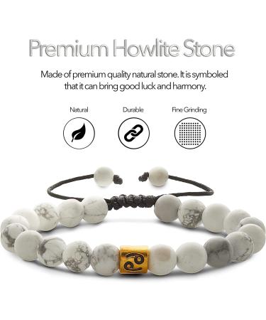 Gemstones Magnetic Healing Bracelet - Natural Crystal Howlite - Adjustable for Men and Women - Chakra Balance, Pain and Stress Relief - Aromatherapy Bracelet for Meditation and Yoga - Buy Online on GoSupps.com