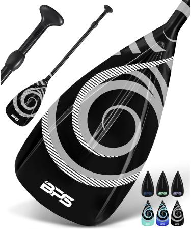 BPS New Zealand Alloy 2-Piece SUP Paddles - Lightweight Stand-up Paddle Board Paddle Adjustable Aluminum Shaft Nylon Blade Floating Paddleboard 2-piece Paddle Style 4: Koru - Black