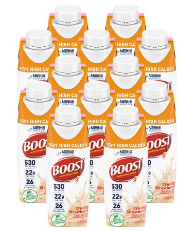 Boost Very High Calorie Nutritional Drink, Creamy Strawberry - No Artificial Colors or Sweeteners, 8 Fl Oz (Pack of 12) - Buy Online on GoSupps.com
