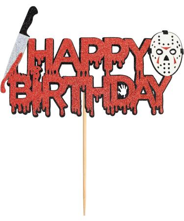 Blumomon 1 Pack Horror Movie Happy Birthday Cake Topper Glitter Halloween Killer Birthday Cake Pick for Bloody Horror Movie Theme Birthday Baby Shower Party Cake Decorations Supplies Killer -1-1 - Buy Online on GoSupps.com