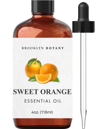 Brooklyn Botany Sweet Orange Essential Oil – 100% Pure and Natural – Therapeutic Grade Essential Oil with Dropper – Sweet Orange Oil for Aromatherapy and Diffuser - 4 Fl. OZ Orange 4 Fl Oz (Pack of 1)