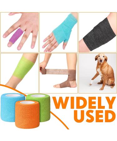 96 Pcs Self Adhesive Wrap Bandages Bulk | Breathable Athletic Tape | Elastic Cohesive Bandage | Multicolored | 1 Inch x 5 Yard & 2 Inch x 5 Yard | Stretch Sports Wrist Ankle Support - Buy Online on GoSupps.com