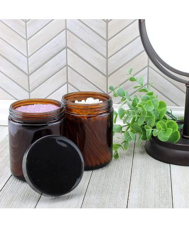 Amber Glass Jars (6-Pack) for Body Butter, Creams, and More - 8oz/9oz Straight Sided Cosmetic Jars by Cornucopia Brands - Buy Online on GoSupps.com