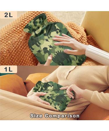 NAANLE CAMO Dinosaur Hot Water Bottle - 1L Heat & Cold Therapy for Pain Relief | Transparent & Motivated Design - Buy Online on GoSupps.com