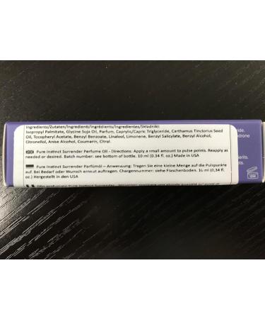Pure Instinct SURRENDER Roll-On The Original Pheromone Infused Body Oil Perfume Fragrance EdP Parfum - For Her Women - TSA Ready 0.34 fl oz Surrender - Women - Buy Online on GoSupps.com