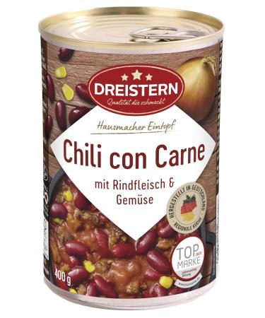 DREISTERN Chili con Carne 400g | Spicy stew in a recyclable tin | lots of beans & corn - Buy Online on GoSupps.com
