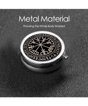 Magical Norse Runes Compass Metal Pill Box Portable 3-Compartment Travel Case | Stylish & Functional Design - Buy Online on GoSupps.com