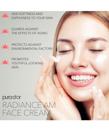 PURA D OR Radiant Glow AM Face Cream 1.7 Oz | Anti-Aging Moisturizer with Methylene Blue Polyphenols & Apple Stem Cell Extract | Daily Facial Treatment for Women & Men - Shop Internationally - Buy Online on GoSupps.com
