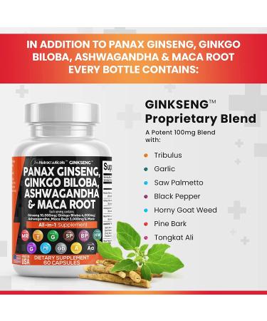 Premium Brain Supplement with Panax Ginseng, Ginkgo Biloba, Ashwagandha & More - 60 Caps - Made in USA - Buy Online on GoSupps.com
