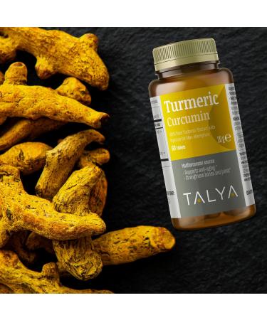 TALYA Turmeric Curcumin with Black Pepper | Turmeric Supplement with 95% Curcuminoids | Bones & Joint Supports | Non-GMO Vegan Gluten Free | 60 Capsules - Buy Online on GoSupps.com