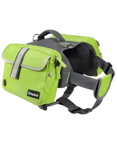 Petami Hundredspack for medium -sized dogs dog saddle bag for dogs to wear vest dog sac for travel (green large) Large green