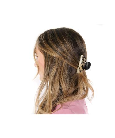 YOU BEAUTIFUL 2 Pack Exquisite Hair Claw Clips - Strong Hold Celluloid Acetate Jaw Clamps for Women - Blue Leopard Print - Includes Protective Jewelry Bag - Buy Online on GoSupps.com