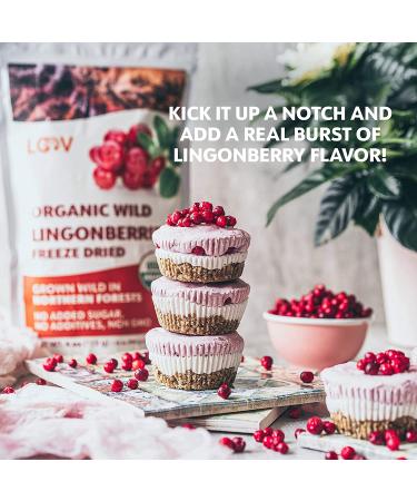 LOOV Organic Wild Lingonberries - No Added Sugar - 4 oz Freeze Dried Whole Fruit - Wild-Crafted from European Forests - Raw & Non-GMO - Buy Online on GoSupps.com