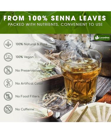 Lavendium Premium 55 Senna Leaf Tea Bags 100% Natural & Pure from Senna Leaves. Loose Leaf Senna Herbal Tea Made with Natural Material Tea Bags. No Sugar No Caffeine No Gluten Vegan. Senna 55 Bags - Buy Online on GoSupps.com