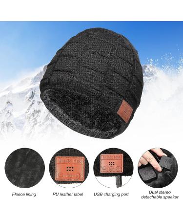 Honoson Bluetooth Beanie for Men - 2 Piece Set | Wireless Headphones | Warm Knit Hat for Outdoor Sports | Men's Gifts | Running Accessories - Black/Dark Gray - Buy Online on GoSupps.com