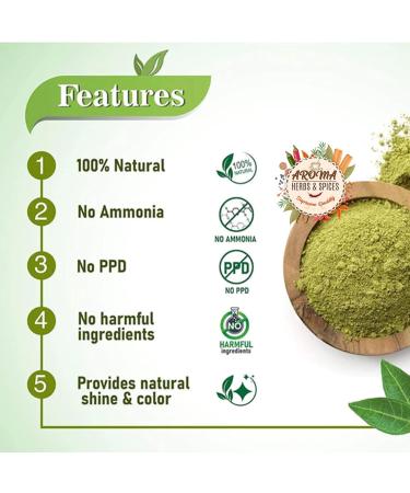 Aroma's Finest Organic Henna Powder (200g/7.05oz) - 100% Pure & Natural | Ammonia-Free Hair Dye for Hair Colour & Body Art - Buy Online on GoSupps.com