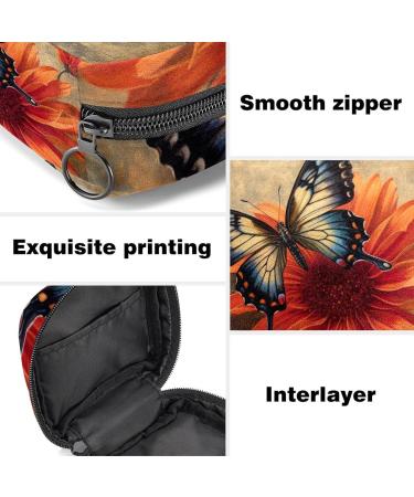 Stylish Menstruation Pad Bag with Zipper | Women's Tampon & Napkin Bag - Butterfly & Flower Design (Color 11) - Buy Online on GoSupps.com