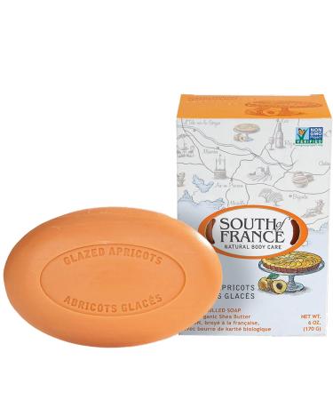 Glazed Apricots Clean Bar Soap by South of France Clean Body Care | Triple-Milled French Soap with Organic Shea Butter + Essential Oils | Vegan, Non-GMO Body Soap | 6 oz Bar Glazed Apricots 1 Bar