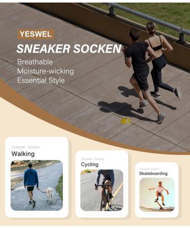 YESWEL 10 Pairs Sneaker Socks for Men & Women | Cotton Sports & Breathable Running Socks (Size 43-46) - Short Black - Buy Online on GoSupps.com