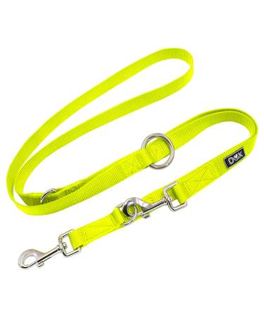 DDOXX Nylon Dog Leash - 2m 3-way adjustable dog leash for all dog sizes - M (Yellow) Yellow M - 2.0 x 200 cm