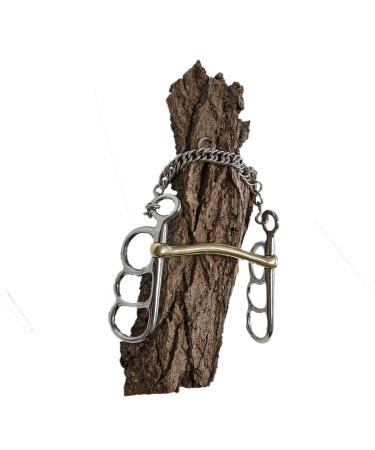 Esposita post bit with 3 rings made of stainless steel - rod made of brass smooth and slightly curved 20.5cm