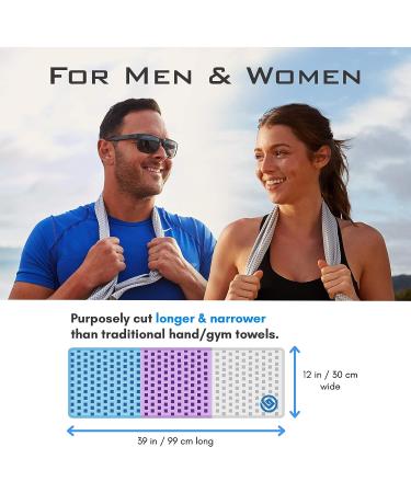 3 Pack Cooling Towels - Lightweight Microfiber Towel for Gym, Workout, Sport & Sweat - Quick Dry Towel for Body, Neck & Face - Ideal for Work, Travel, Camping, Swimming, Beach & Hot Weather - Men & Women - Blue/Gray/Purple - Buy Online on GoSupps.com