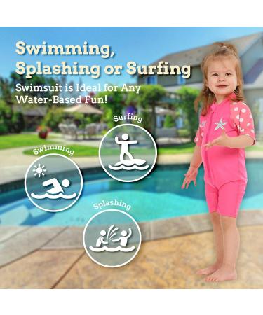 Juicy Bumbles Baby Swimsuit - One Piece Toddler Swimming Costume - Short Sleeve Boys & Girls Swimwear (6 Months - 5 Years) - Starfish Design - Buy Online on GoSupps.com