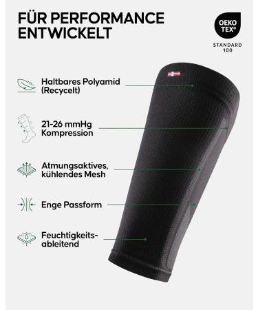 Danish Endurance Compression Stockings (1 | 3 Pairs) - Calf Bandage 21-26 mmHg for Women & Men - XL Black/Gray - Buy Online on GoSupps.com