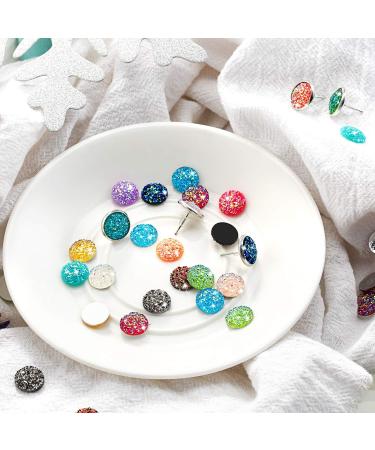 200 Pieces 20 Colors Druzy Resin Cabochons with Silver Stud Earrings for DIY Jewelry Making - Buy Online on GoSupps.com