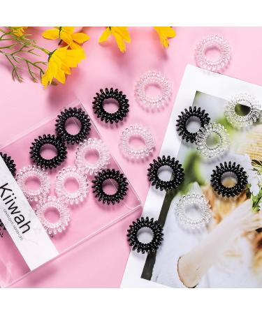 20 Pieces Spiral Hair Ties for Girls & Women - Strong Hair-Friendly Transparent & Black Telephone Cable Hair Ties - Buy Online on GoSupps.com