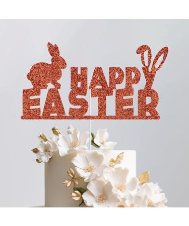 WedDecor Happy Easter Orange Glitter Cake Topper Rabbit Bunny Ears Easter Egg Cupcake Picks Happy Spring Easter Themed Cake Pick For Kids Birthday Baby Shower Party Favour Decoration Supplies Happy Easter - Rabbit Orange - Buy Online on GoSupps.com
