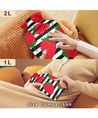 Shop Naanle Striped Strawberry Heat Bottle - 1L Transparent Hot Water Bottle for Bed Hand & Foot Warmer Pain Relief & Heat Therapy | International Shipping Available - Buy Online on GoSupps.com