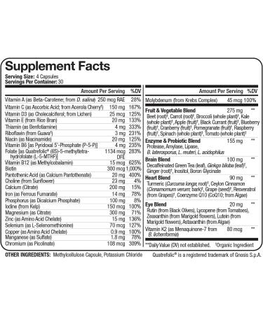 Nutrivein Whole Food Multivitamin - Natural Daily Vitamins for Men and Women - Real Raw Veggies Fruits Vitamin E B Complex - 30 Day Supply - 120 Capsules - Buy Online on GoSupps.com