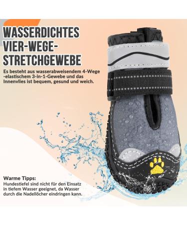 Slowton Dog Shoes - Waterproof Non-Slip Boots for Small & Medium Dogs | Reflective Velcro Fasteners | Paw Protection for Winter (Size 7 S-Gray) - Buy Online on GoSupps.com