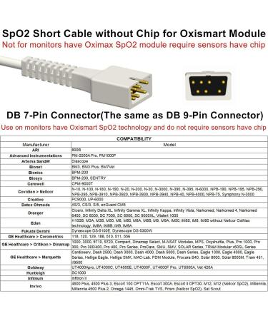 SkMeditec Spo2 Sensor - 3.2ft Reusable Veterinary Probe for NellCor Monitor | Compatible Oxismart Spo2 Module with 7-Pin Connection - Buy Online on GoSupps.com