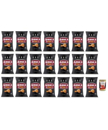 Italian Gourmet E.R. Amica Chips Pack of 21 BBQ Potato Sauces with BBQ Sauce Crispy and Delicious Savory Snack Gluten-Free 50g Bag + 400g Italian Gourmet Polpa di Pomodoro Box