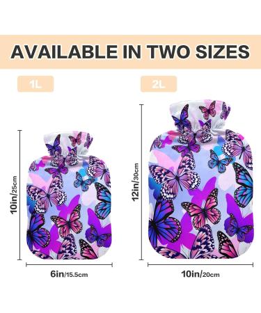 Durable 1L Heat Bottle for Pain Relief - Purple Butterfly Design | Warm-Up Bag for Neck Shoulder and Cramp Relief - International Shipping - Buy Online on GoSupps.com