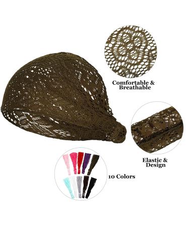 Lace Elastic Headbands Set - 10 Pieces Boho Bandana Hair Accessories for Women and Girls in 10 Colors - Buy Online on GoSupps.com