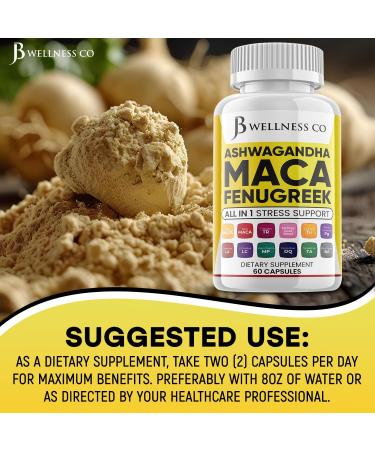 Ashwagandha Maca Root Fenugreek Supplement with Tongkat Ali Ginseng - Assists with Mood & Thyroid Health - Made in USA - 120 Count 60 Count (Pack of 2) - Buy Online on GoSupps.com