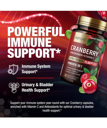 Built by Nature Cranberry Pills 25 000mg - Extra Strength 50:1 Concentrate Extract with Vitamin C - Urinary Tract Health Supplement for Women - Non-GMO Sugar Free Vegan - 60 Capsules - Buy Online on GoSupps.com