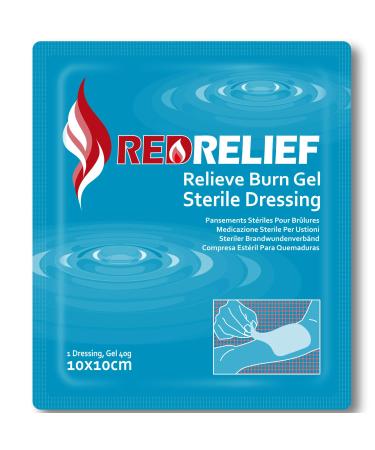 RedRelief Emergency 10x10cm Burn Dressing - Cools soothes and relieves Pain