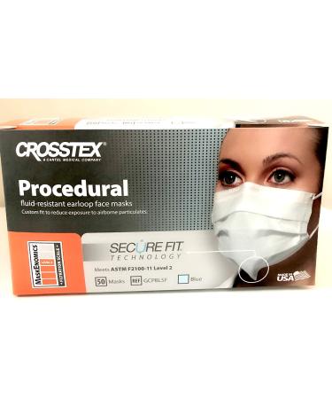 Crosstex CR-GCPBL Procedural Face Earloop Mask Blue (Pack of 50)