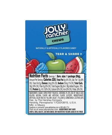 JOLLY RANCHER Chewy Candy Bulk Assorted Flavors 2.06oz (Pack of 12) - Green Apple, Cherry, Watermelon, Blue Raspberry - Buy Online on GoSupps.com