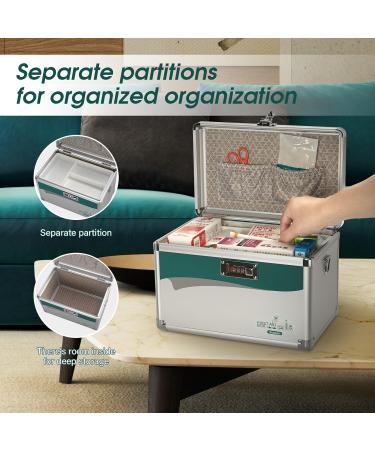 Secure Medicine Lock Box with Combination Lock | Small 10x6.7x6.7 Inch Medical Safe Organizer - Silver - Buy Online on GoSupps.com