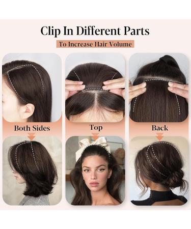 FORCUTEU Short Dark Brown Hair Toppers 4PCS - Clip in Hair Extensions for Extra Volume - Daily Use Hairpieces 4 & 8 Extensions - Buy Online on GoSupps.com