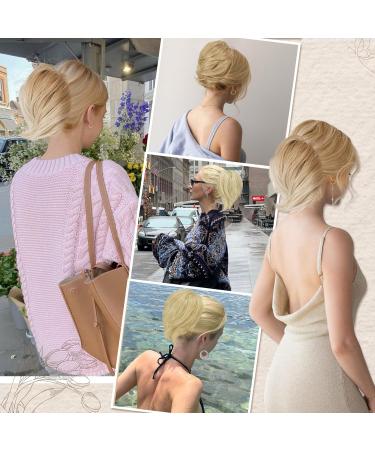 BARSDAR Platinum Blonde Hair Extensions - 20cm Synthetic Short Ponytail Scrunchy for Women | Stylish Hair Accessories - Buy Online on GoSupps.com