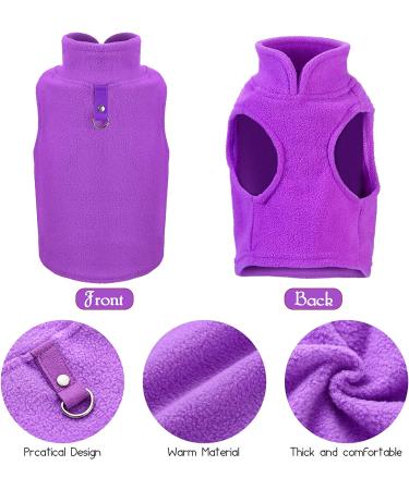 Dog Fleece Vest 4 Pack - Cold Weather Pullover for Small Dogs - Winter Pet Sweater with Leash Ring - Purple Blue Rose Red - Medium - Buy Online on GoSupps.com